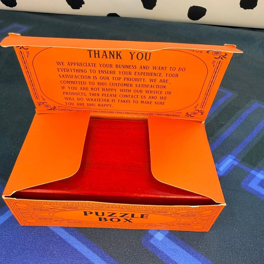 Blovec Wooden Puzzle Box Secret Trick Magic Compartment Brain Teaser Red Box